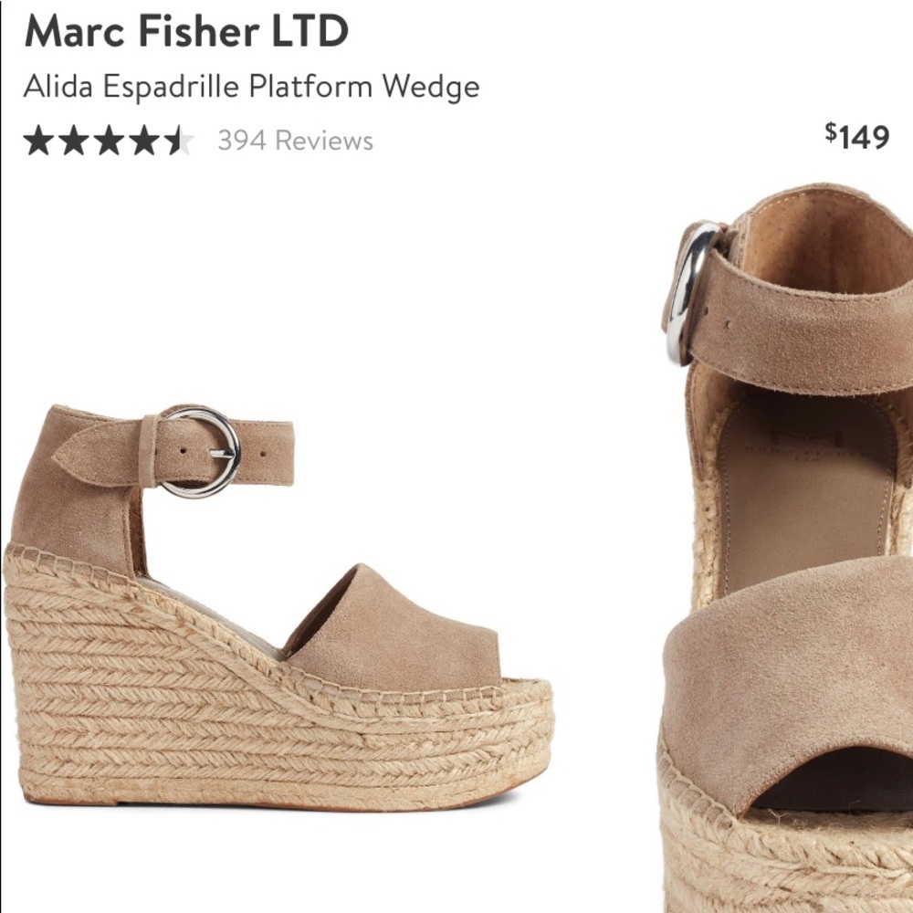 Marc Fisher Alide Espadrille Platform Wedge size 9